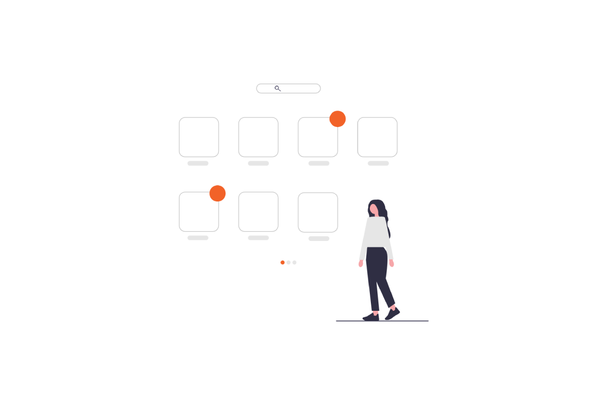 Başarılı bir SEO stratejisi ile arama sonuçlarını inceleyen bir kullanıcıyı simgeleyen illüstrasyon.