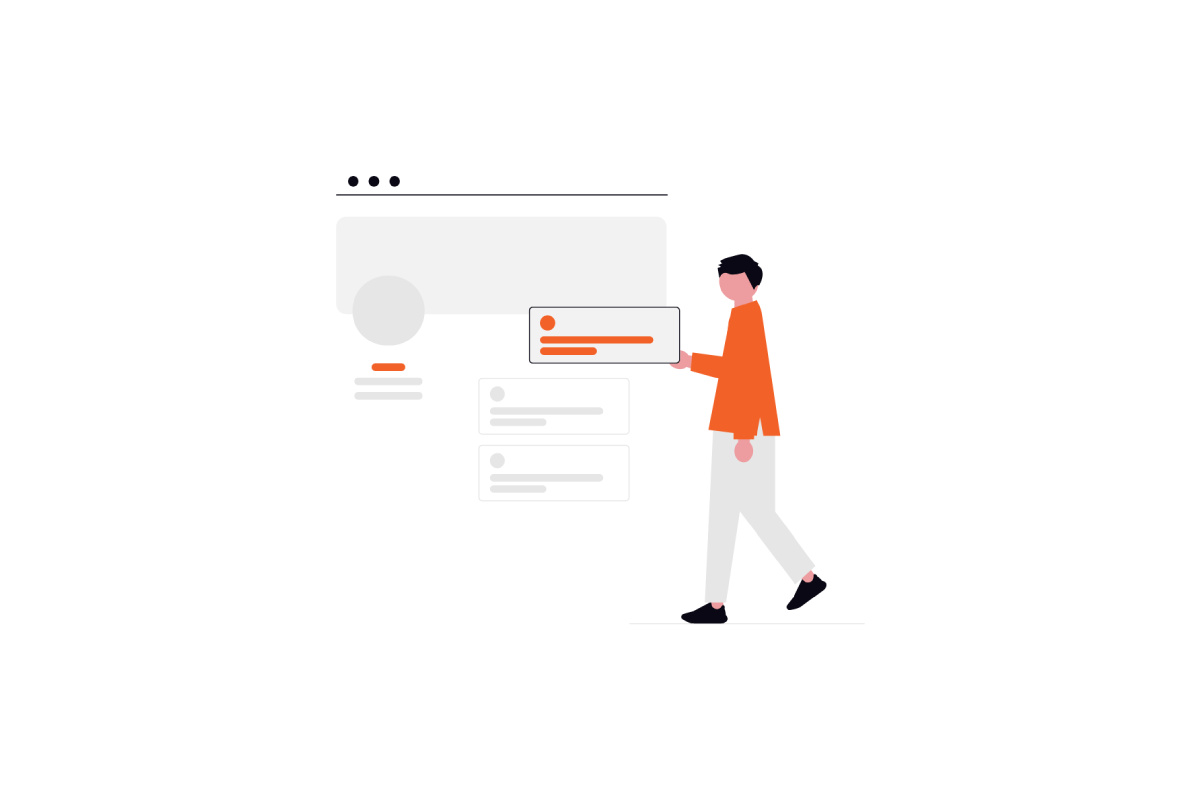 osyal medya yönetimi sürecini (içerik planlama, yayınlama) gösteren bir web arayüzü ve profesyonel figürü illüstrasyonu.