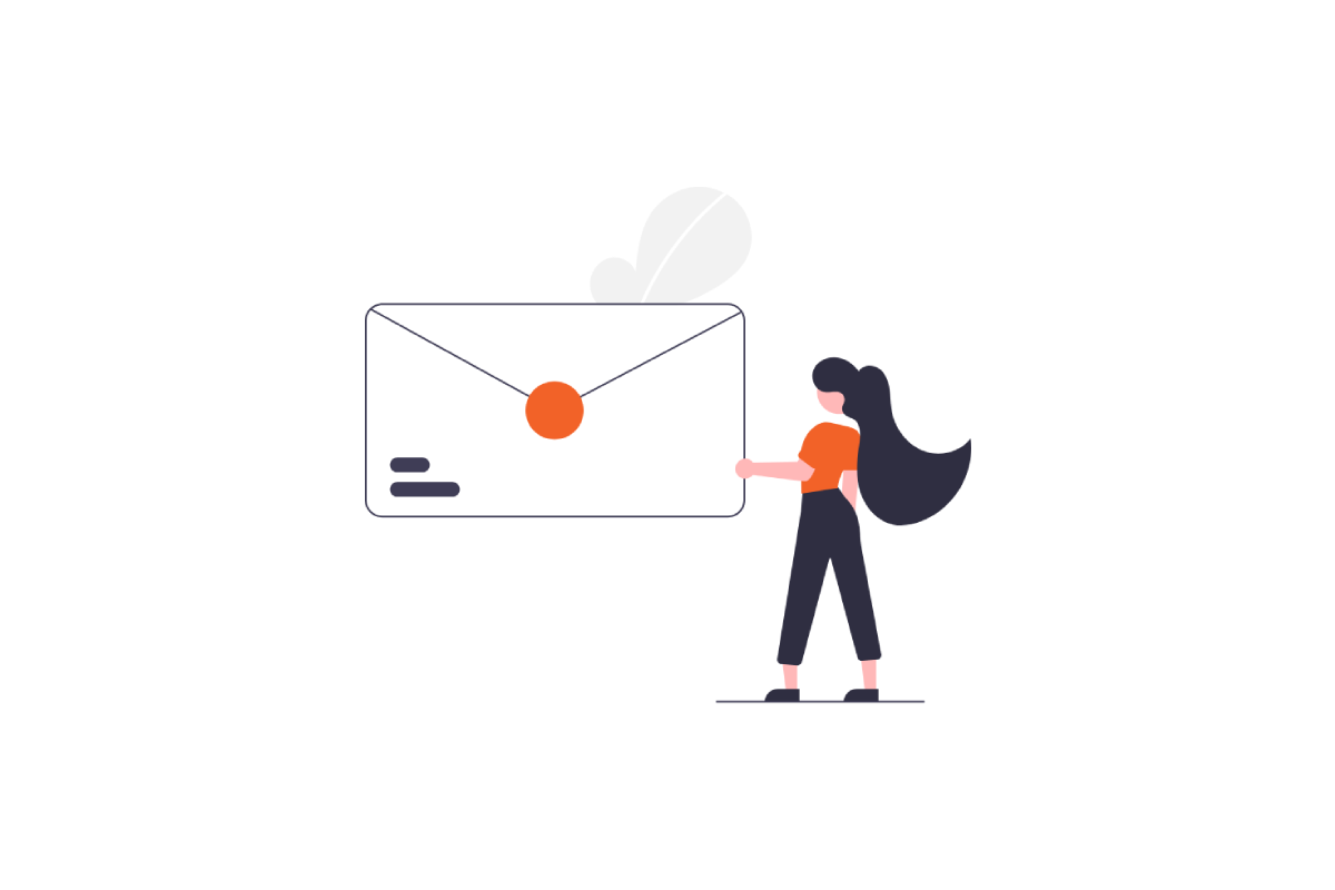E-posta pazarlama otomasyonu ile kampanyaları yöneten ve kişiselleştirilmiş mesajı gönderen bir profesyonel figürü.