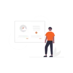 İçerik pazarlama stratejisiyle bir web sayfasında değerli içeriği (görsel, metin) oluşturan ve düzenleyen bir profesyonel illüstrasyonu.