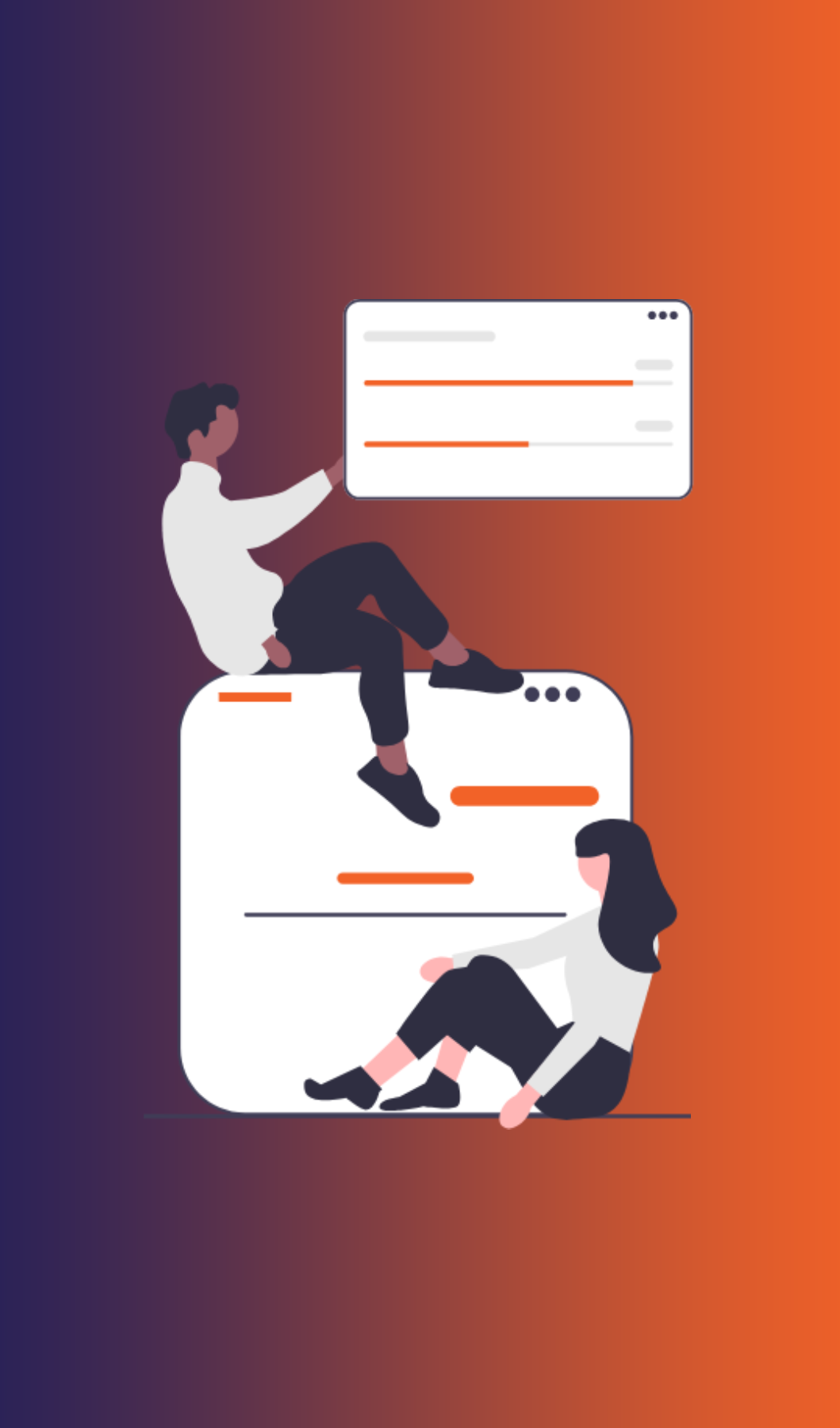 Webtymize ekibinin performans odaklı yaklaşımını, dijital strateji panosu (veri analizi) üzerinde birlikte çalışarak gösteren illüstrasyon.