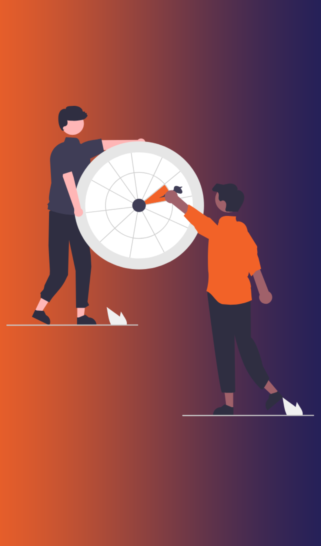 Webtymize'ın sonuç odaklılığını, doğru stratejilerle büyüme hedefine ulaşmayı amaçlayan iki figür illüstrasyonu.