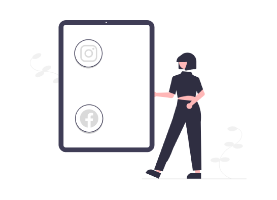 Instagram ve Facebook (Meta) platformları üzerinde en etkili reklam kampanyalarını tasarlayarak rekabette öne geçiren uzman illüstrasyonu.
