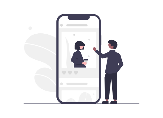 Yaratıcı ve etkileşim odaklı içeriklerle markanın sosyal medyada görünürlüğünü artıran yönetim süreci illüstrasyonu.