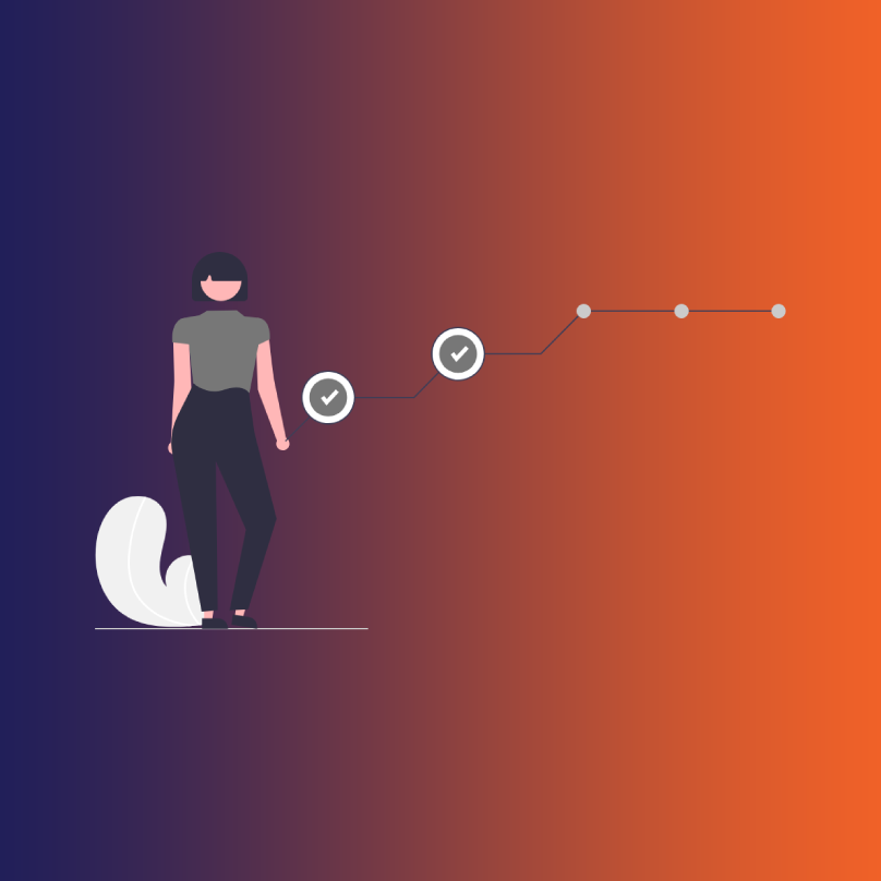 İçerik performanslarını izleyip gelişim çizelgesine (grafik) göre veriye dayalı aksiyon planı oluşturan profesyonel figür illüstrasyonu.