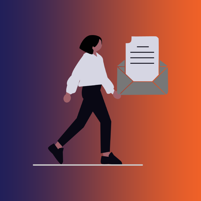 İlgi çekici ve dönüşüm odaklı e-posta içeriğini taşıyan bir pazarlama uzmanı illüstrasyonu.