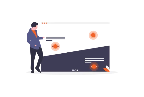 Uygulamalı SEO Temelleri eğitimini temsil eden, web sayfası üzerinde SEO optimizasyonu yapan uzman illüstrasyonu